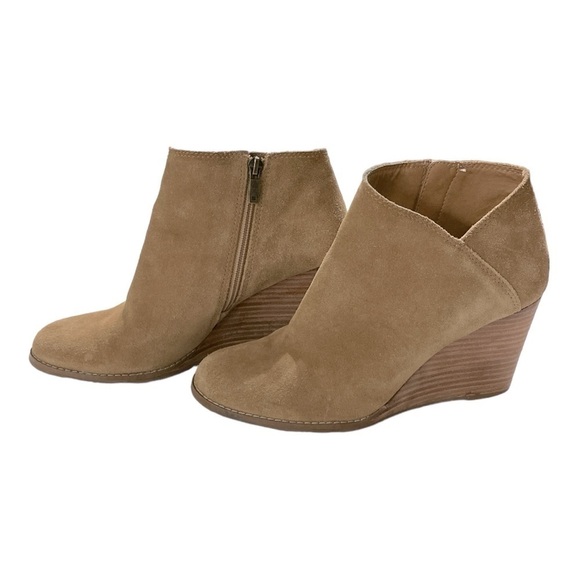 Lucky Brand Wedge Tan Bootie Size 9 M - Picture 1 of 9